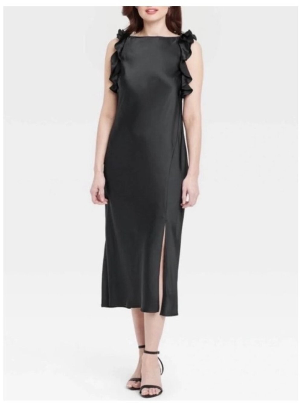 NWT Women's Ruffle Sleeve Satin Maxi Dress - A New Day - XLARGE